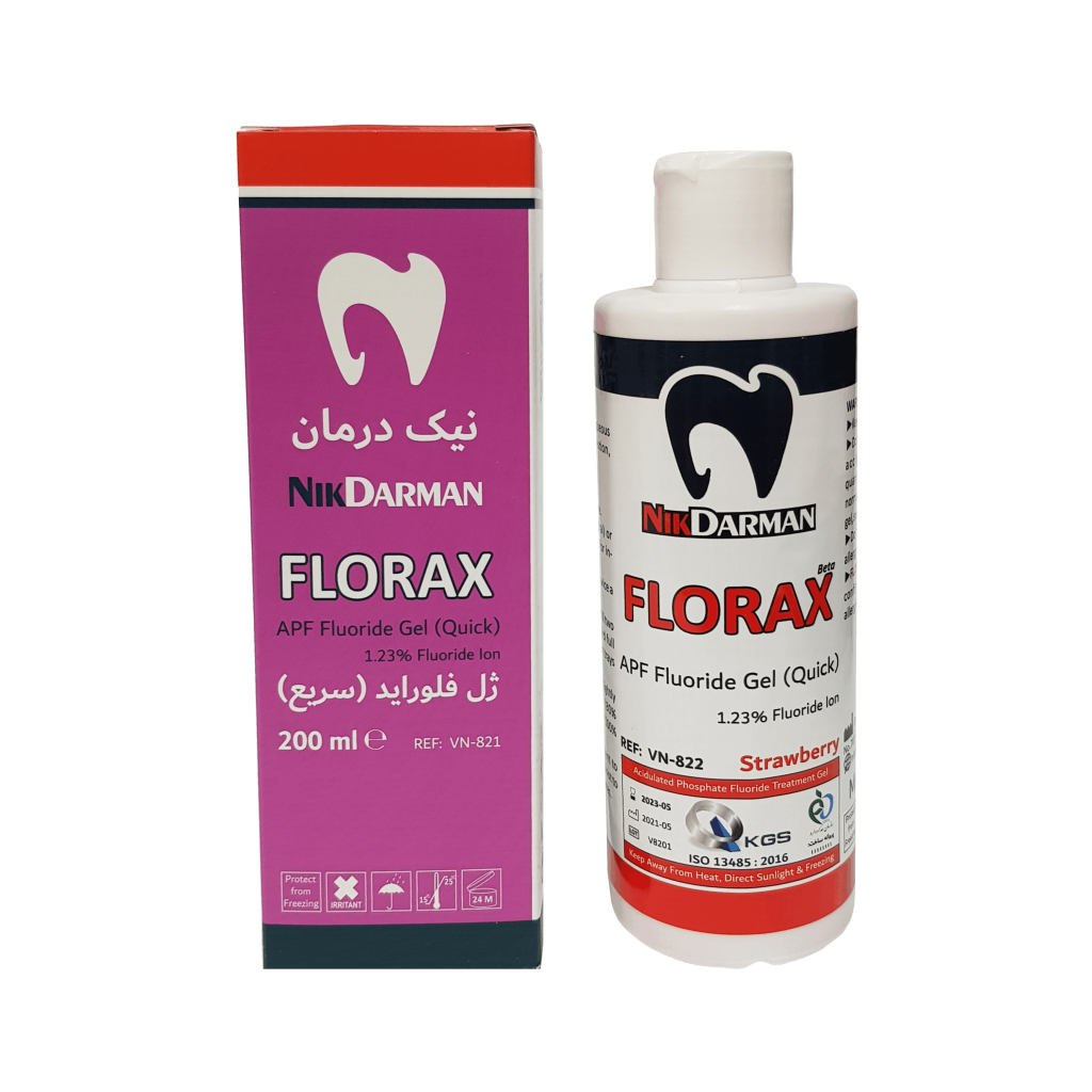 ژل-فلوراید-سریع-200-میلی-لیتر-نیک-درمان-Nik-Darman-FLORAX-APF-200ml ژل فلوراید نیک درمان